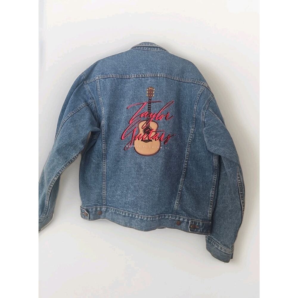 Vintage International Denim Jacket Mens Large Taylor Guitars Embroidered 90s